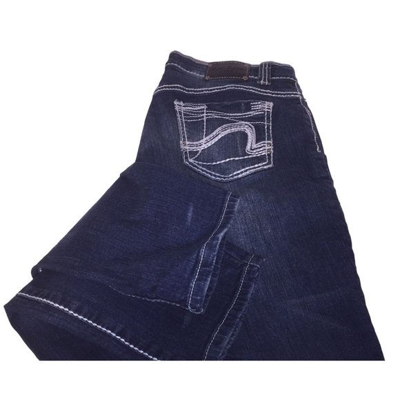 Vintage RED RIVET Dark Blue Wide Ankle Jeans with Contrasting white Threads - Si - Picture 9 of 9